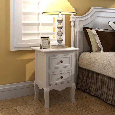 vidaXL Nightstands 2 pcs with 2 Drawers MDF White (1/5)