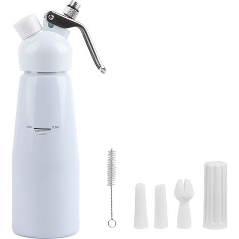 500 ml Aluminium-Sahnesiphon mit 3 Tüllen für Desserts und Schlagsahne (Weiß) (1/5)