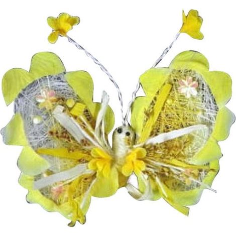 Gelber Sisal-Schmetterling zum Aufhängen, 18 x 12 cm
