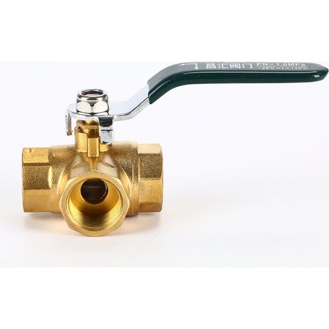 Vanne À Trois Voies, 1/2 Pouce Tap Connecteur À Soupape en Laiton en Laiton en Forme De L for l'eau, l'huile Et La Vapeur, avec Poignée en Acier Inoxydable,DN15 (Size : 1/2")