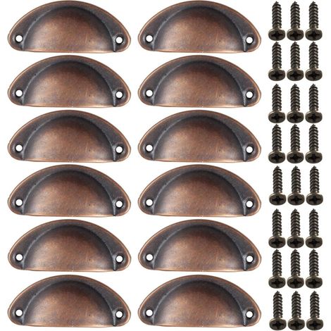 Set di 12 maniglie per mobili, piccole maniglie in metallo per mobili da cucina, pomelli per ante di mobili con viti per cassetti, armadi, toelette, guardaroba - 82 mm