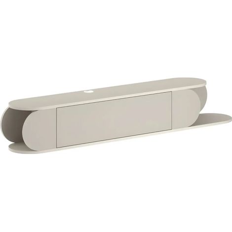 Mobile Porta TV Sospeso Doppia Anta a Ribalta Vano Laterale Beige