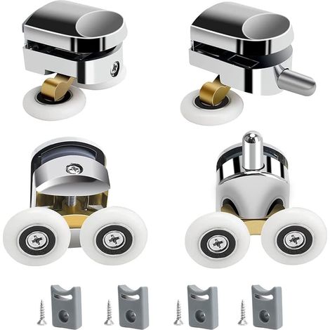 FOREHILL Rouleaux de porte de douche, 23 mm de diamètre pour la maison roulettes de rechange pour porte de douche coulissante, convient au verre de 4 à 6 mm, la salle de bain, les pièces de rechange