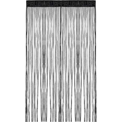 Bardusch Rideau Fil Porte 100x200 cm Rideaux de Porte Anti Mouches, Rideau Décoratif Séparateur de Pièce, Rideaux de Franges Noir pour Balcon, Chambre, Mariage, Café, Restaurant (1/5)