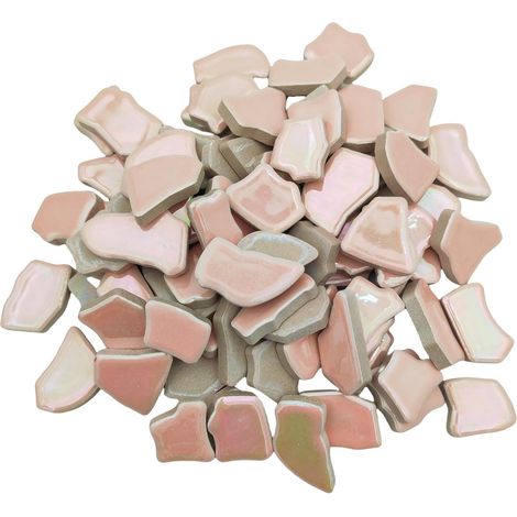 Lot de 500 g de carreaux de mosaïque en céramique irisés de 2 à 4 cm pour la décoration murale de la maison (rose irisé) (1/5)
