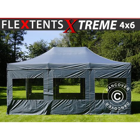 Pop up gazebo FleXtents Xtreme 50 4x6 m Grey, incl. 8 sidewalls