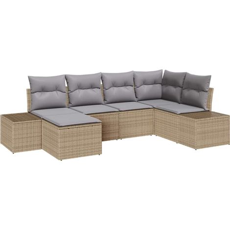 Maison Exclusive - Garten-Sofa-Set mit Kissen 6 pcs Beige und Hel