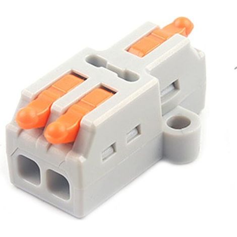 20 Stück Anschlussklemmen, D1-2 Schnellverbinder, 1 Eingang, 2 Ausgänge, Kompakt-Leiterverbinder, 0,08–2,5 (4,0) mm², 250 V, 32 A, mit Bedienhebel (1/4)