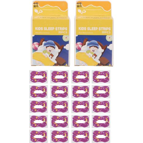 40 bandes buccales enfants en coton doux motifs amusants étoiles et lunes pour respiration nasale pendant le sommeil (1/5)