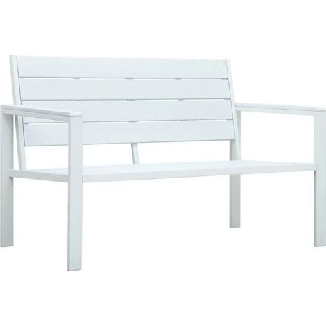 Banc de jardin polyéthylène et métal blanc Nesly (1/4)