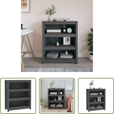 Bücherregal Kiefer - Bücherregal Grau 80x35x97 cm Massivholz Kiefer (1/5)