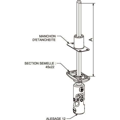 Mini Bloc Guide Volet Roulant + Genouillère 6P7 - Tige 170mm - ZF