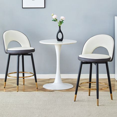 Sedia girevole in PU e metallo grigio bianco OKMYHOME (1/5)