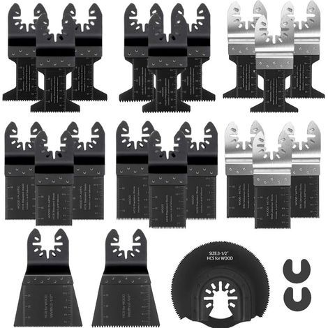Juego de 21 hojas de sierra oscilante AIDUCHO, herramientas oscilantes de liberación rápida para corte general, kit multiherramienta oscilante universal profesional multifuncional. (1/5)