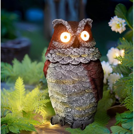 LED Solar Headshake Owl Light, lumière décorative d'ambiance extérieure, Belle résine Headshake Owl Yard Landscape Lampe. (1/5)