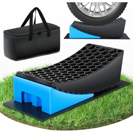 Cales Pour Camping-Car, 32 15cm Jeu Cales Niveau, 2 Cales Accessoires Camping-Car, Jusqu'à 5000 Kg, Surface Antidérapante (BLUE) (1/5)