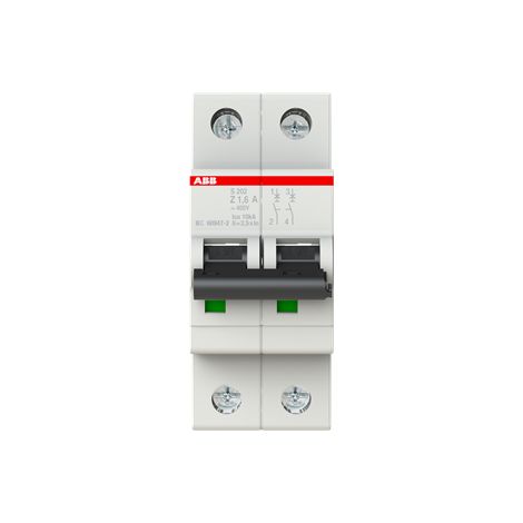 DISJONCTEUR S202 2P 1.6A COURBE Z RACCORDEMENT A VIS - 10KA (2MODULES) 2CDS252001R0258 ABB 353203 (1/3)