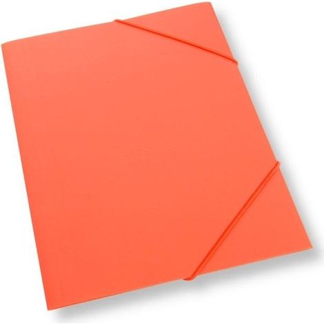 Cartellina arancione in plastica formato A4 con elastico.