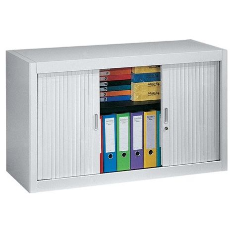 Armoire métal à rideaux démontable Classique H 70 x L 120 cm unicolore - Gris clair - Maxiburo