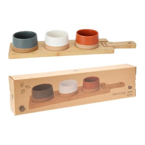 BANDEJA APERITIVO MADERA 4PZ