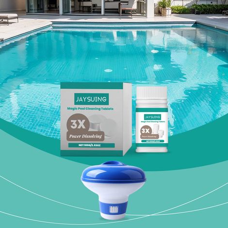Poolreinigungstabletten für die tägliche Reinigung von privaten Pools, zur Entfernung von Kalk und Gerüchen, schnell auflösende Reinigungstabletten – Poolreinigungstabletten: 100 g, Dosiervorrichtung  (1/5)