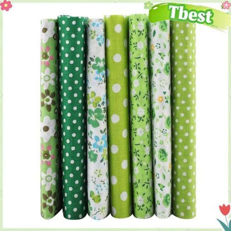 Tbest Literie en Tissu de Coton 7pcs 5050cm Literie Prédécoupée en Tissu de Coton DIY Carré Assortis Suite luminaire Série verte (1/4)