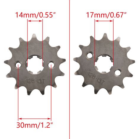 GOOFIT 428-13-Zahn-Kettenrad für Motorräder, Offroad-Bikes und ATVs mit 17 mm Bohrungsdurchmesser (1/4)