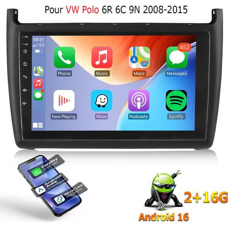 Autoradio 16 pouces avec Apple CarPlay, Android et navigation GPS/Wi-Fi pour VW Polo 6R 6C V (2009-2017) - 2+16G (1/5)