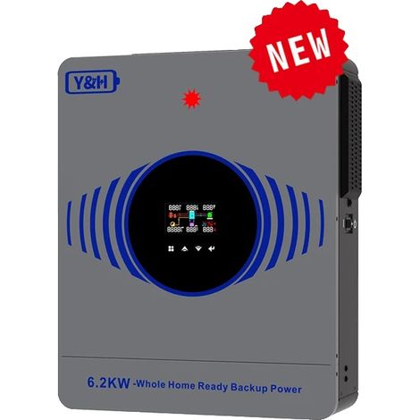 Inverter solare, caricatore solare MPPT, gestione efficiente dell'energia, 6,2 kW 48 V senza Wi-Fi, CA 195-253 V, FV 60-500 V (1/2)