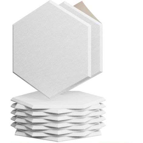 AUTRUCKER 12 panneaux hexagonaux auto-adhésifs d'isolation phonique, panneaux hexagonaux absorbant le son, dimensions 2630150,9 cm, blanc (1/5)