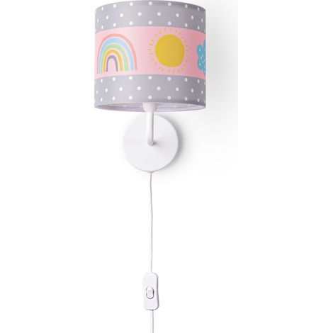 Paco Home Nachttischlampe Kinderzimmer Tischleuchte Bunt Wandlampe Kinderzimmer Regenbogen Wandleuchte - Weiß, Design 4 (Ø18 cm)