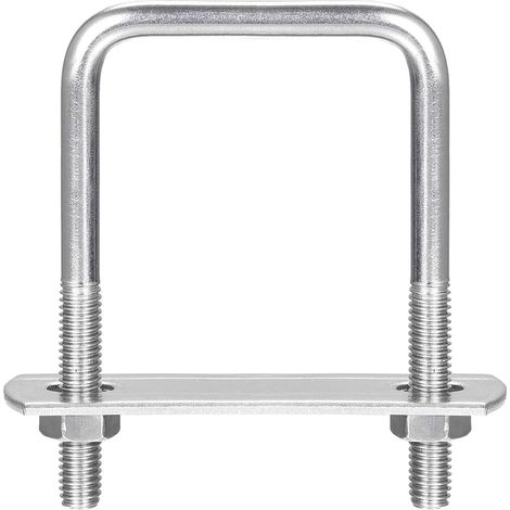 Carré U-Boulons, 3 Ensembles 44mm(1.73") Interne Largeur 65mm Longueur M6 304 Inox Acier U Pince boulon avec Écrous et Plates, pour Bateau Remorque (1/5)