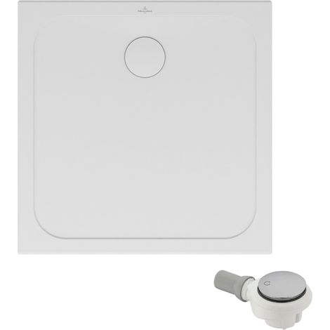 Receveur de douche antidérapant 80 x 80 VILLEROY ET BOCH Lifetime Plus Cerasoft céramique blanc + Bonde chromé brossé