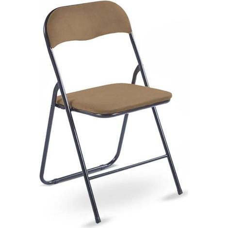 ORION91oficial® - Silla Plegable  ELARA  Terciopelo  Color Camel  Asiento Acolchado  Comedor  Oficina  Salón  Teletrabajo  Cocina - spaziOrion91 - Unidad (1/5)