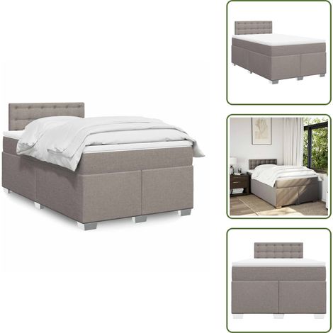 The Living Store Giroletto a Molle con Materasso Tortora 120x190 cm in Tessuto - Materasso a molle insacchettate