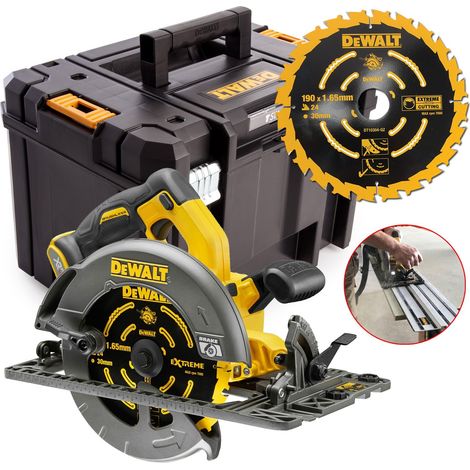 Dewalt DCS576N 54v XR Flexvolt Circular Saw 190mm Plunge Rail Base Tstak + Blade (1/4)