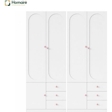 Colonnes de rangement avec tiroirs, blanc, en blanc bois 160 x 50 x 200 cm HOMAIRE (1/5)