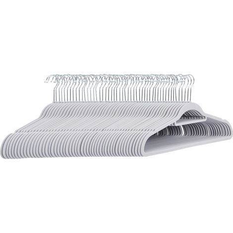 Lot de 50 cintres en velours avec porte-cravate pour costumes Gris clair (1/5)