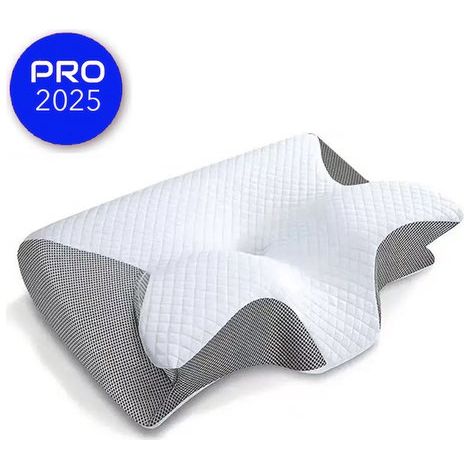 Oreiller cervical orthopédique ING en mousse à mémoire de forme - Oreiller papillon ergonomique - Oreiller cervical - Mousse à mémoire de forme pour les problèmes de cou - Oreiller de matelas conforta