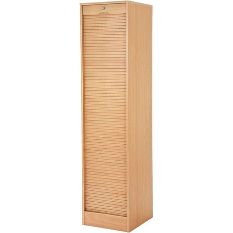 Les Tendances – Classeur à rideau coulissant en bois clair 172 cm – 7 étagères réglables – Fermeture à clé – Éco-conçu