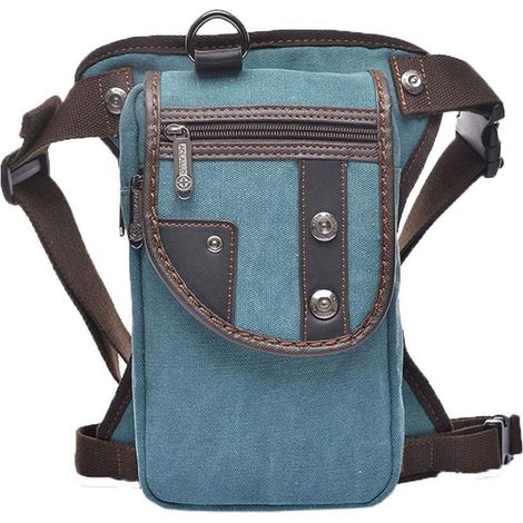 Beintasche Motorrad Canvas Vintage Blau Hüfttasche Oberschenkeltasche für Herren Damen (1/5)