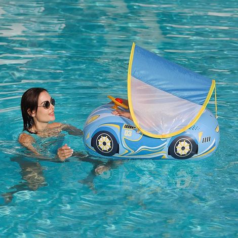 Siège de natation gonflable en forme d'animaux pour enfants âgés de 1 à 4 ans (voiture de sport bleue), l'été (1/5)