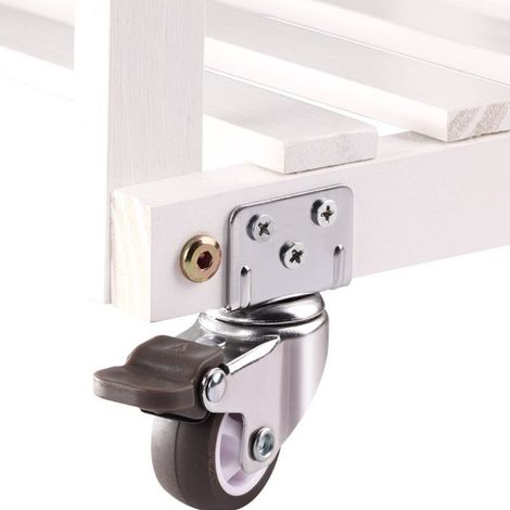 Set di 4 piccole rotelle per mobili 25mm con freno, 10 viti a testa piatta, rotelle girevoli - Piastra di montaggio a L - Rotelle per trasporto per lettino da bambino, armadio, mobili, tavolo (1/5)
