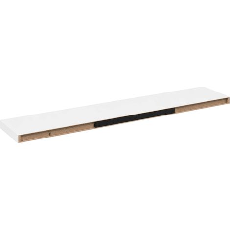 Étagère murale flottante fixation invisible en MDF et métal Blanc brillant Lot de 2 (1/5)