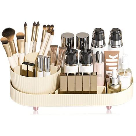 Organisateur de maquillage rotatif, présentoir de cosmétiques, support de soins de la peau pour comptoir, vanité, bureau (sans couvercle) (1/5)