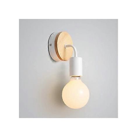 Moderne E27 Edison Wandleuchte, zeitgenössisches Design aus Metall, Loft-Stil, LED-Holz-Wandleuchte für Nachttisch, Zuhause, Café, Bar, Flur, Esszimmer, Wohnzimmer, warmes Gelb