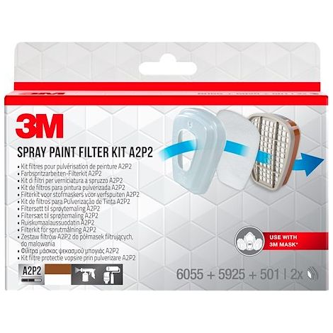 3M – Kit de 2 filtres pour masque de protection Série 6000 – Filtres légers A2P2 – Faible résistance respiratoire – Forme trapézoïdale pour bon champ de vision (1/6)