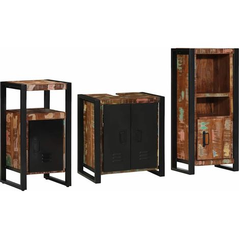 Badezimmermöbel-Set mit Regal 3 pcs Massives upgecyceltes Holz