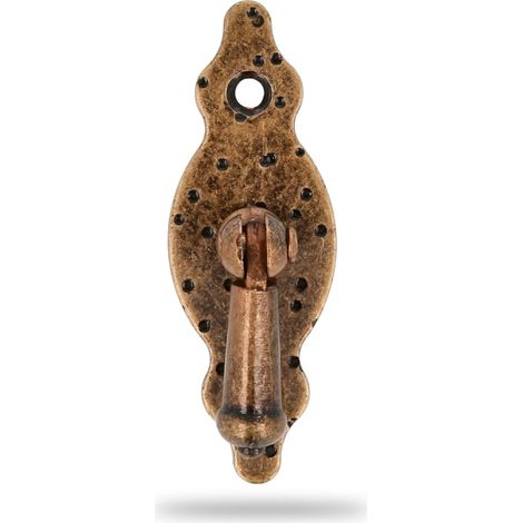 Poignée Verticale - Modèle 1005 - Acier - Quincaillerie Rustique - 28 x 80 mm - Avec Plaque Pointillée - Finition : Cuir (1/5)