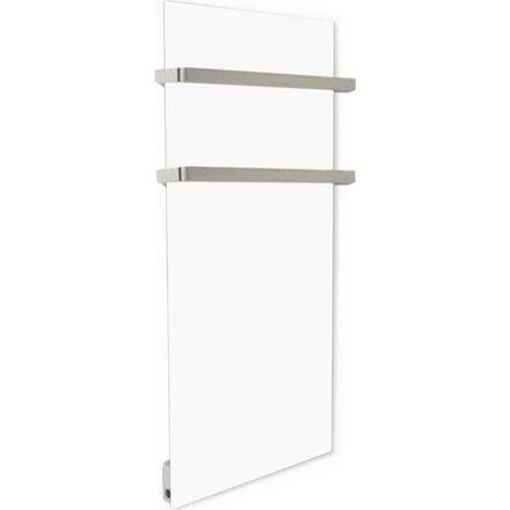 Radiateur electrique mural rayonnant extra plat 750W en verre blanc avec thermostat (1/5)